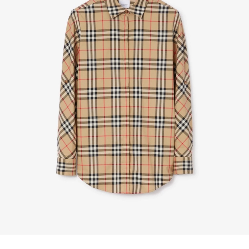 Burberry Tan and Black Plaid Shirt